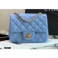 Chanel Lambskin Square Mini Classic Flap Bag Sky Blue 2021