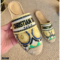 Dior Granville Espadrilles Mules In Lights Embroidered Cotton 2021