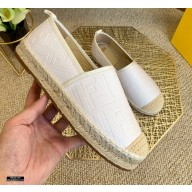 Fendi Embossed FF Leather Espadrilles White 2021