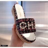 Chanel Chain Logo Tweed Mules G34826 01 2021
