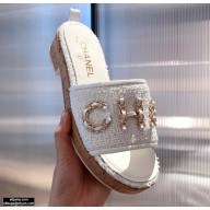 Chanel Chain Logo Tweed Mules G34826 04 2021