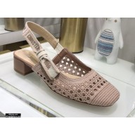 Dior Heel 3.5cm Moi Slingback Pumps Cannage Embroidered Mesh Nude 2021