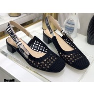 Dior Heel 3.5cm Moi Slingback Pumps Cannage Embroidered Mesh Black 2021