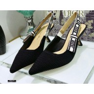 Dior Heel 6.5cm J'Adior Embroidered Slingback Pumps Black 2021
