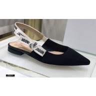 Dior J'Adior Slingback Ballerina Flats Technical Fabric Black 2021