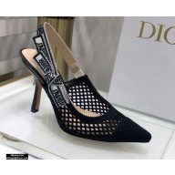 Dior Heel 9.5cm J'Adior Slingback Pumps Mesh Embroidery Black 2021