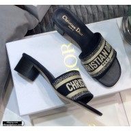 Dior Heel 4.5cm Dway Slides in Embroidered Cotton 02 2021
