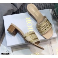 Dior Heel 4.5cm Dway Slides in Embroidered Cotton 06 2021