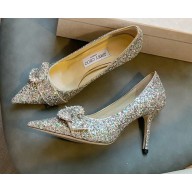 Jimmy Choo Heel 8.5cm SARESA Pumps Glitter with Crystal Embellishment 2021