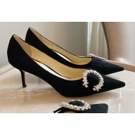 Jimmy Choo Heel 6.5cm SARESA Pumps Black with Crystal Embellishment 2021