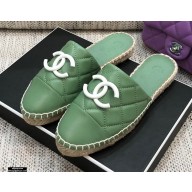 Chanel Resin CC Logo Espadrilles Mules Green 2021