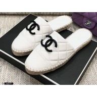 Chanel Resin CC Logo Espadrilles Mules White 2021