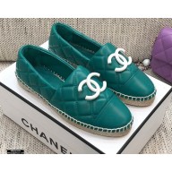 Chanel Resin CC Logo Espadrilles Turquoise Green 2021