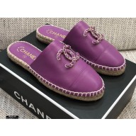 Chanel Chain CC Logo Espadrilles Mules Purple 2021