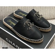 Chanel Chain CC Logo Espadrilles Mules Black 2021
