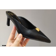 Valentino Heel 6.5cm Calfskin Roman Maxi Stud Mules Black 2021
