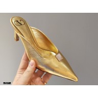Valentino Heel 6.5cm Calfskin Roman Maxi Stud Mules Gold 2021