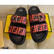 Fendi FF Leather Flat Slides Sandals with Double Band 04 2021