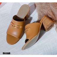 Hermes Heel 6cm Camilla Mules Brown 2021