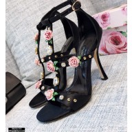 Dolce & Gabbana Rose and Crystal Sandals Black 2021