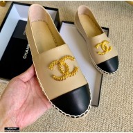 Chanel Gold Metal CC Logo Espadrilles G29762 Beige 2021