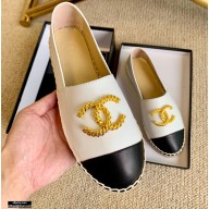 Chanel Gold Metal CC Logo Espadrilles G29762 White 2021