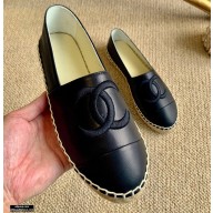 Chanel Leather CC Logo Espadrilles G29762 Black 2021