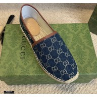 Gucci Washed GG Jacquard Denim Espadrilles Dark Blue 2021