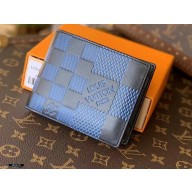 Louis Vuitton Damier Infini 3D Leather Multiple Wallet N60440 Blue 2021