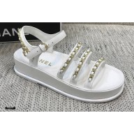 Chanel Chain Calfskin Sandals G37140 White 2021