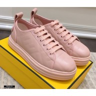 Fendi Rise Leather Flatform Sneakers Pink with All-over Embossed FF 2021
