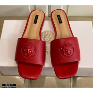 Versace La Medusa Leather Sliders Red 2021