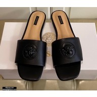 Versace La Medusa Leather Sliders Black 2021