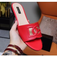 Dolce & Gabbana Calfskin Sliders Red with DG Millennials Logo 2021