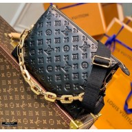 Louis Vuitton Monogram-embossed Lambskin Coussin MM Bag M57783 Black 2021
