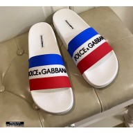 Dolce & Gabbana Striped Rubber Sliders Blue/White/Red 2021