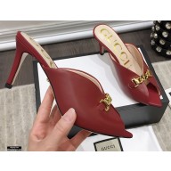 Gucci Heel 7.5cm Slide Sandal with Chain 645444 Burgundy 2021