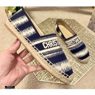 Dior Granville Espadrilles In D-Stripes Embroidered Cotton Deep Blue 2021