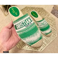 Dior Granville Espadrilles Mules In D-Stripes Embroidered Cotton Green 2021