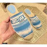 Dior Granville Espadrilles Mules In D-Stripes Embroidered Cotton Blue 2021