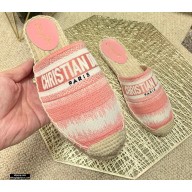 Dior Granville Espadrilles Mules In D-Stripes Embroidered Cotton Pink 2021