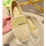 Dior Granville Espadrilles In Stripes Embroidered Cotton Beige 2021
