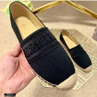 Dior Granville Espadrilles In Stripes Embroidered Cotton Black 2021