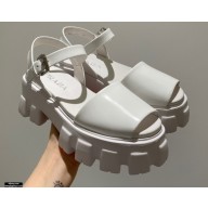 Prada Monolith Brushed Leather Band Sandals White 2021