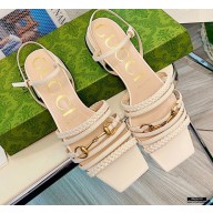 Gucci Heel 2.5cm Leather Sandal with Horsebit 645405 White 2021