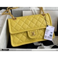 Chanel Grained Calfskin Medium Flap Bag AS2357 Yellow 2021