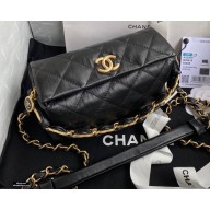 Chanel Crumpled Lambskin Small Hobo Bag AS2479 Black 2021