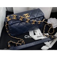 Chanel Crumpled Lambskin Small Hobo Bag AS2479 Navy Blue 2021
