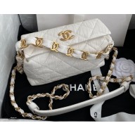 Chanel Crumpled Lambskin Small Hobo Bag AS2479 White 2021