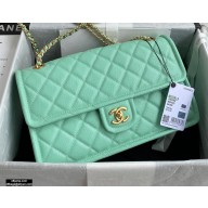 Chanel Grained Calfskin Large Flap Bag AS2358 Light Green 2021